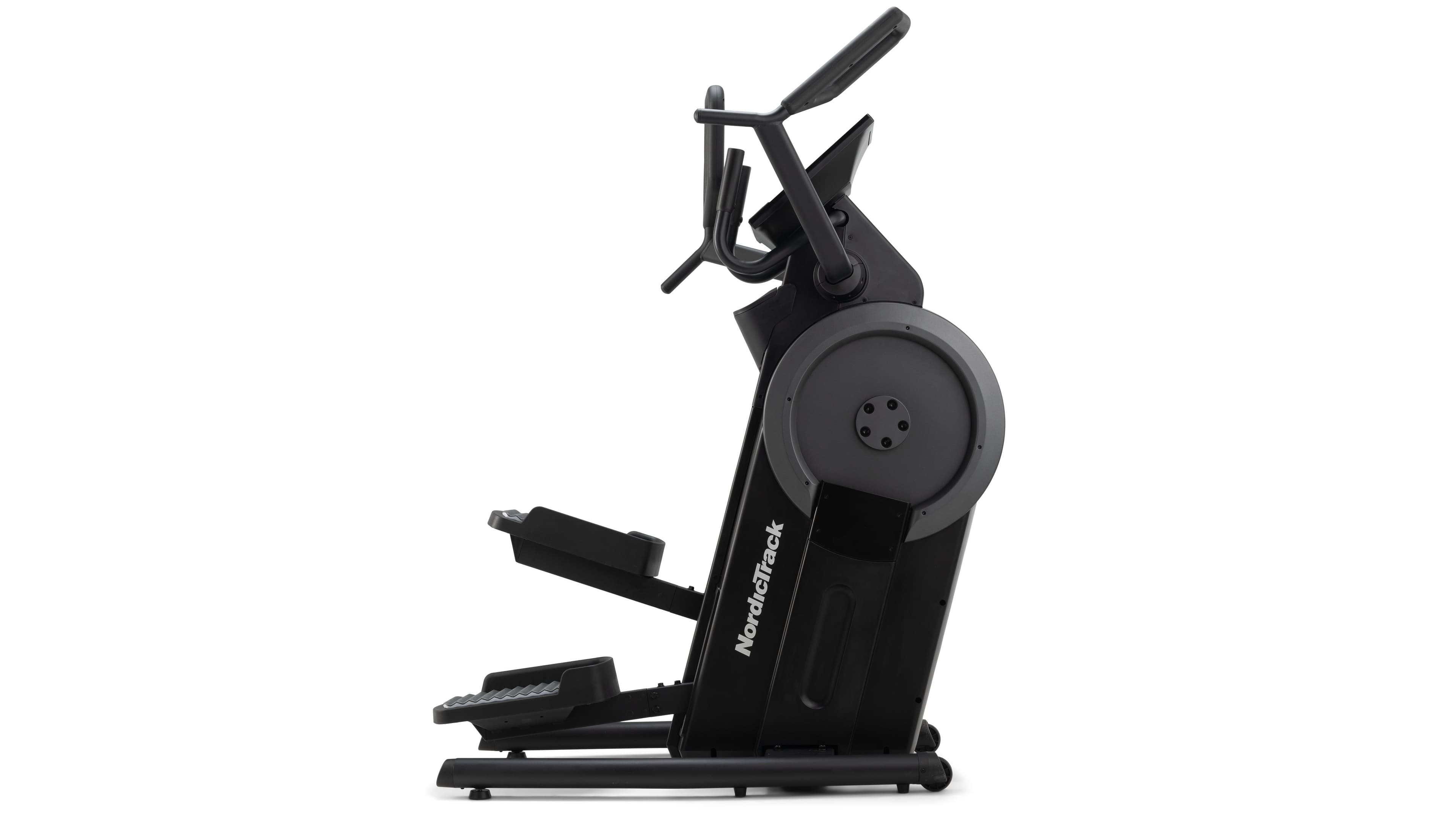 NordicTrack Step Climber XL with stationary and moving handles, wrapped with a gold bow.
