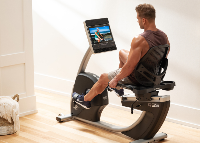 Man Riding a NordicTrack Recumbent Exercise Bike